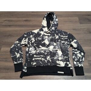 Nike Standard Issue Dri-Fit Hoodie Small Black White Acid Wash Splatter Fly
